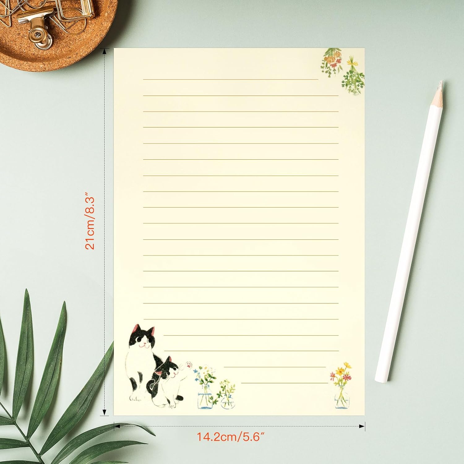 36 PCS Writing Paper and Envelopes Set, Warm Cute Cat Themed Stationary Set Design for Invitations Gift Decorations Holiday Party, 24 Lined Stationery Paper with 12 Envelops - Image 4