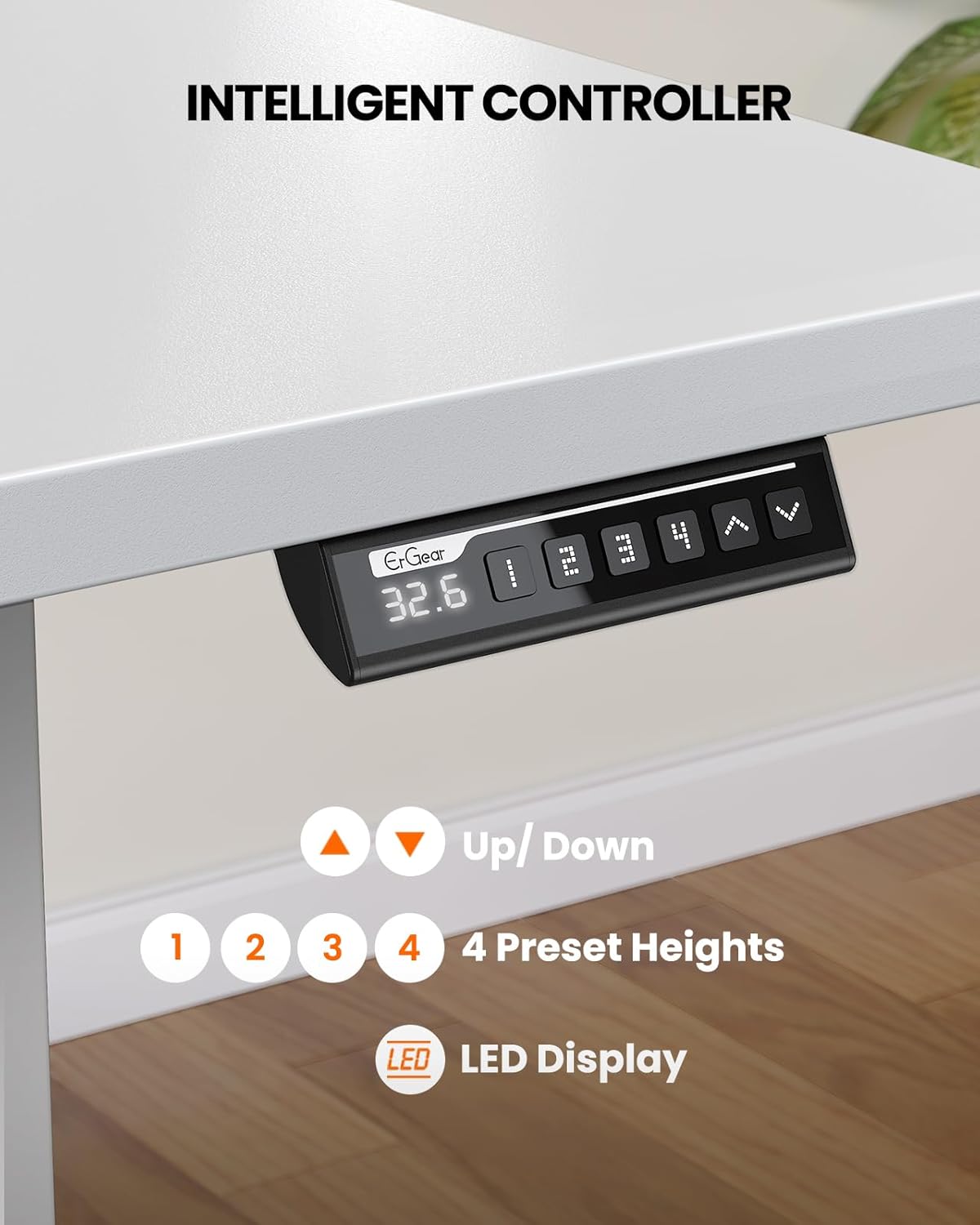 ErGear Electric Standing Desk, 48 x 24 inch Height Adjustable Sit Stand Up Desk, Computer Home Office Desk with 4 Memory Height Buttons, Two Pieces Desktop, White, EGESD110W - Image 6