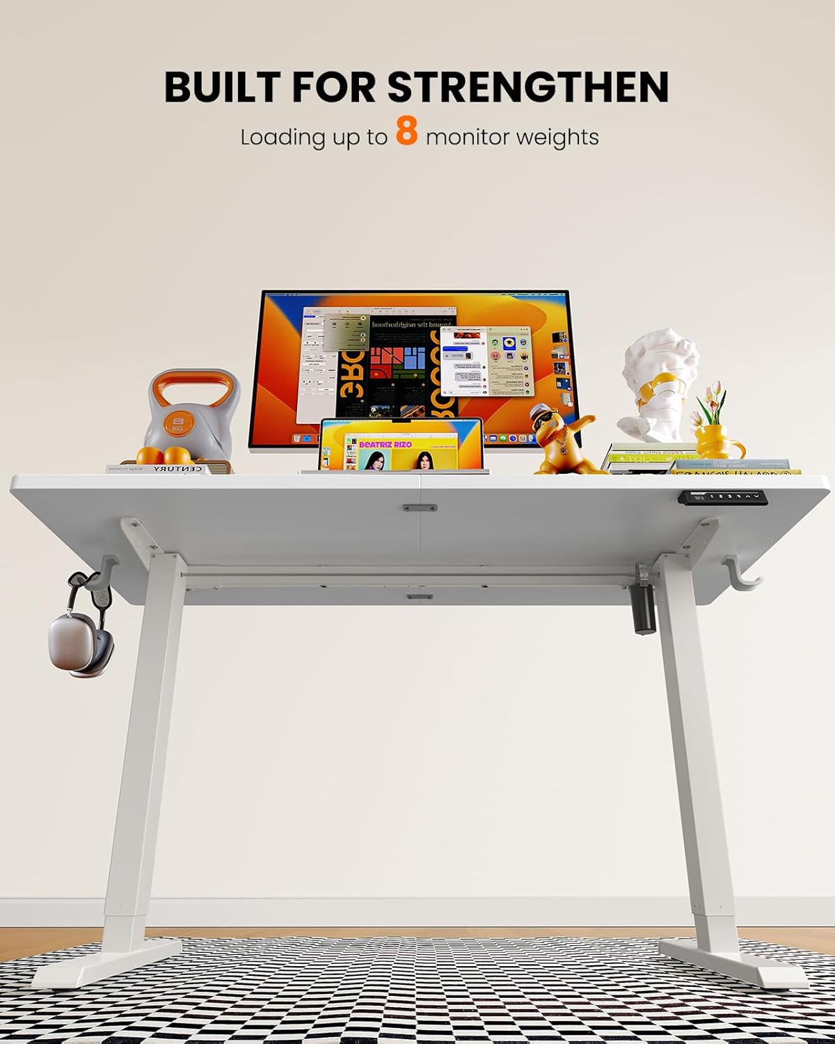 ErGear Electric Standing Desk, 48 x 24 inch Height Adjustable Sit Stand Up Desk, Computer Home Office Desk with 4 Memory Height Buttons, Two Pieces Desktop, White, EGESD110W - Image 7