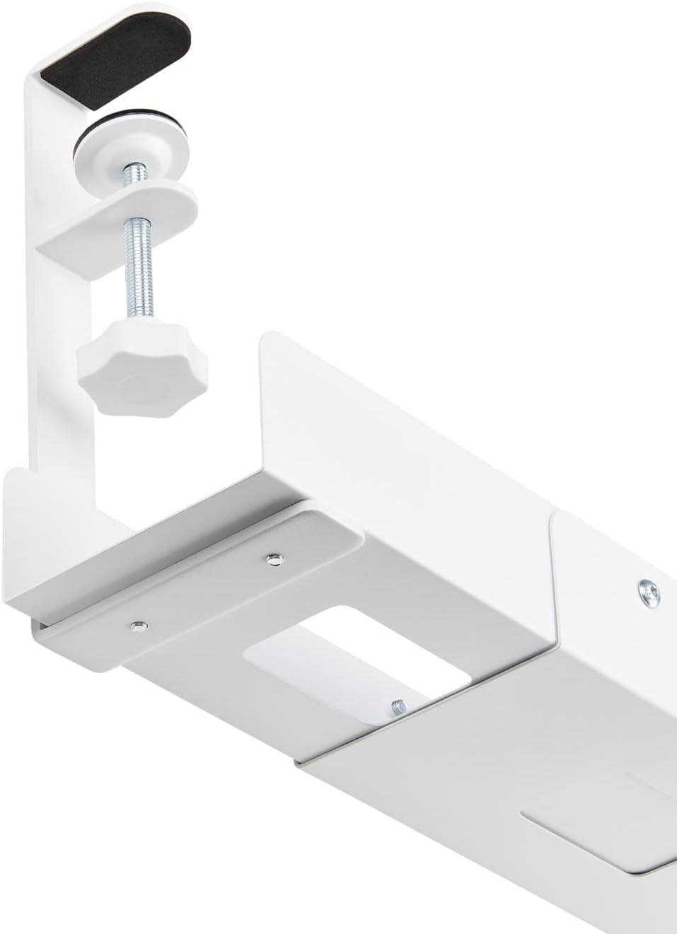 StarTech.com Under Desk Cable Management Tray, Length Adjustable, Clamp-On Installation, No Drilling Required, White - Image 6