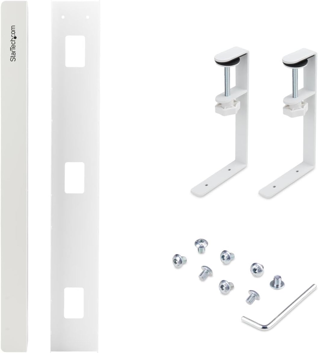 StarTech.com Under Desk Cable Management Tray, Length Adjustable, Clamp-On Installation, No Drilling Required, White - Image 8