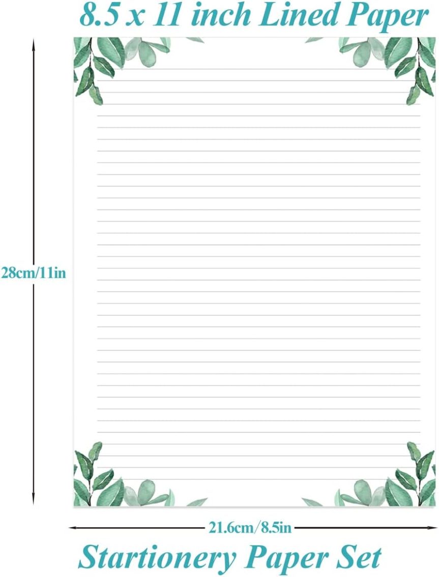 Stationery Lined Paper, Letter Size Unpunched Ruled Filler Paper, 100Sheets/200Pages Loose-Leaf Line, 100gsm, 8.5'' x 11'', Leaf - Image 4